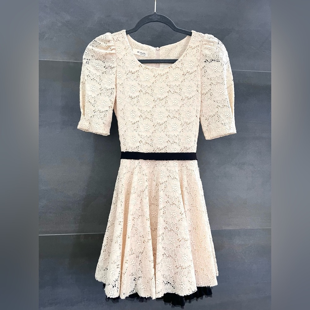 PLU PLU Lace Mini Dress with Waist Tie